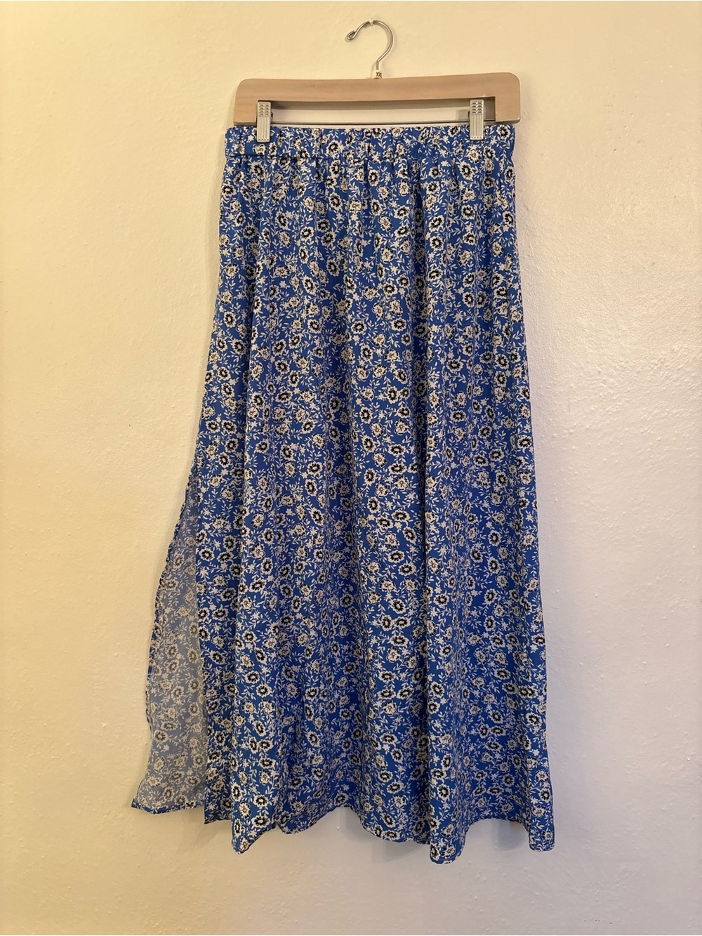 Blue Floral Maxi Skirt - SHEIN